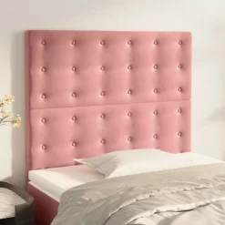 vidaXL sengegavl lyserød 80x5x118/128 cm fløjl