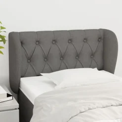 vidaXL sengegavl med kanter 83x23x78/88 cm stof mørkegrå