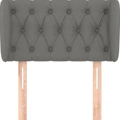 vidaXL sengegavl med kanter 83x23x78/88 cm stof mørkegrå