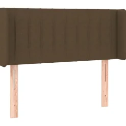 vidaXL sengegavl med LED-lys 83x16x78/88 cm stof mørkebrun