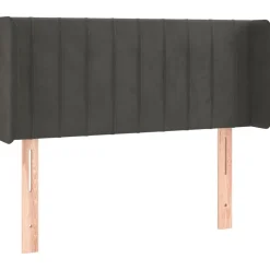 vidaXL sengegavl med LED-lys 83x16x78/88 cm fløjl mørkegrå