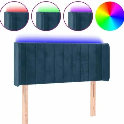 vidaXL sengegavl med LED-lys 83x16x78/88 cm stof Mørkeblå