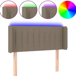 vidaXL sengegavl med LED-lys 83x16x78/88 cm stof gråbrun