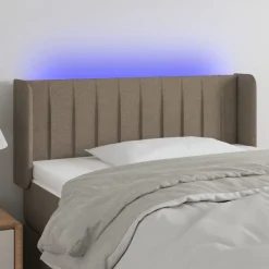 vidaXL sengegavl med LED-lys 83x16x78/88 cm stof gråbrun