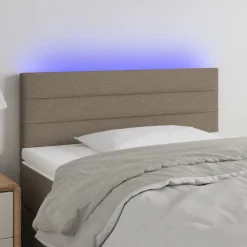 vidaXL sengegavl med LED-lys 80x5x78/88 cm stof gråbrun
