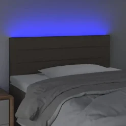vidaXL sengegavl med LED-lys 80x5x78/88 cm stof gråbrun