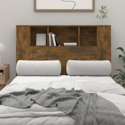 vidaXL sengegavl med opbevaring 120x18,5x102,5 cm røget egetræsfarve