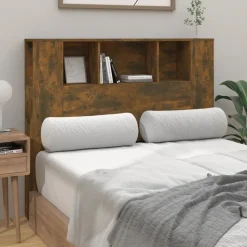 vidaXL sengegavl med opbevaring 120x18,5x102,5 cm røget egetræsfarve