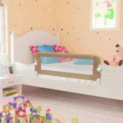 vidaXL sengegelænder til barneseng 102 x 42 cm polyester gråbrun