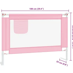 vidaXL sengehest 100x25 cm stof lyserød