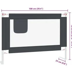 vidaXL sengehest 100x25 cm stof mørkegrå