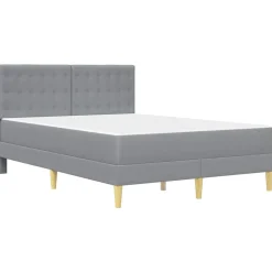 vidaXL Sengeramme med madras med hovedgærde Lysegrå 120 x 190 cm Stof