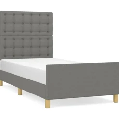 vidaXL sengeramme med sengegavl 80x200cm stof mørkegrå