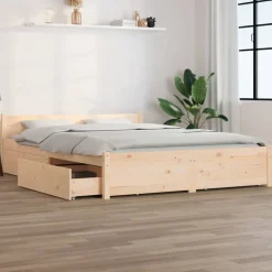 vidaXL sengeramme med skuffer 135x190 cm dobbelt