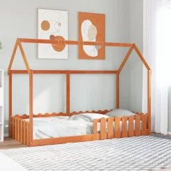 vidaXL sengeramme til husseng 90x200 cm massivt fyrretræ gyldenbrun