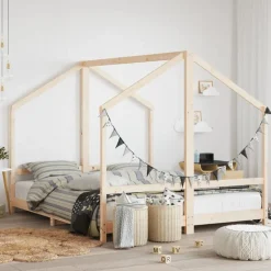 vidaXL sengeramme til juniorseng 2x(80x200) cm massivt fyrretræ
