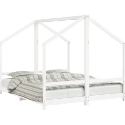 vidaXL sengeramme til juniorseng 2x(80x200) cm massivt fyrretræ hvid