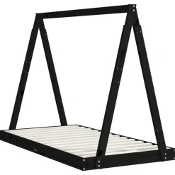 vidaXL sengeramme til juniorseng 80x160 cm massivt fyrretræ sort