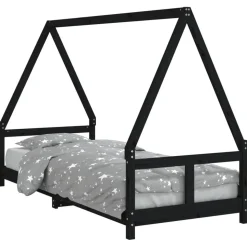 vidaXL sengeramme til juniorseng 80x200 cm massivt fyrretræ sort