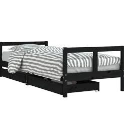 vidaXL sengeramme til juniorseng m. skuffer 80x200 cm massivt fyr sort