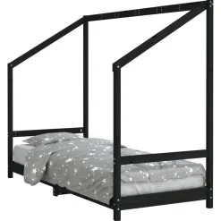 vidaXL sengeramme til juniorseng 80x200 cm massivt fyrretræ sort