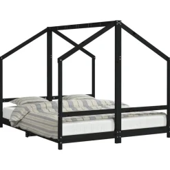vidaXL sengeramme til juniorseng 2x(80x200) cm massivt fyrretræ sort