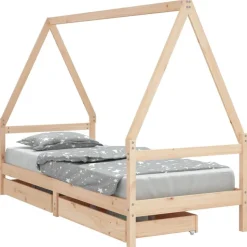 vidaXL sengeramme til juniorseng m. skuffer 80x200 cm massivt fyr