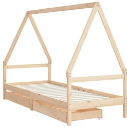 vidaXL sengeramme til juniorseng m. skuffer 80x200 cm massivt fyr