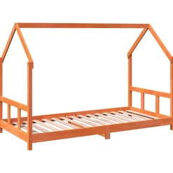 vidaXL sengeramme til juniorseng 90x190 cm massivt fyrretræ gyldenbrun
