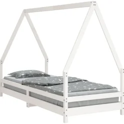 vidaXL sengeramme til juniorseng 80x200 cm massivt fyrretræ hvid