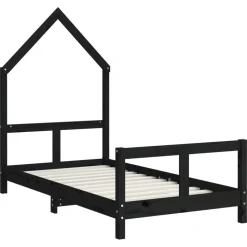 vidaXL sengeramme til juniorseng 80x160 cm massivt fyrretræ sort