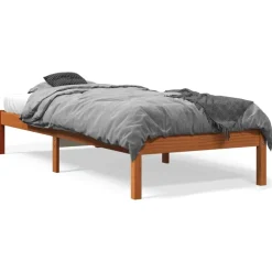 vidaXL sengeramme uden madras 75x190 cm massivt fyrretræ gyldenbrun