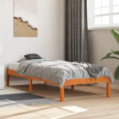 vidaXL sengeramme uden madras 75x190 cm massivt fyrretræ gyldenbrun