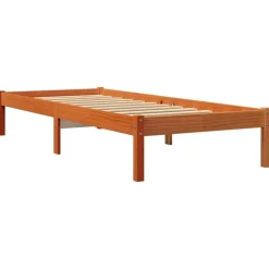 vidaXL sengeramme uden madras 75x190 cm massivt fyrretræ gyldenbrun