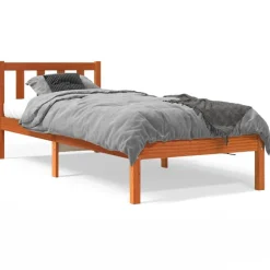 vidaXL sengeramme uden madras 75x190 cm massivt fyrretræ gyldenbrun