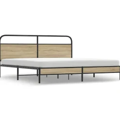 vidaXL sengeramme uden madras 180x200 cm metal røget egetræsfarve