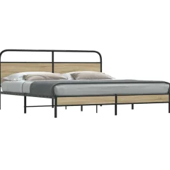 vidaXL sengeramme uden madras 180x200 cm metal røget egetræsfarve