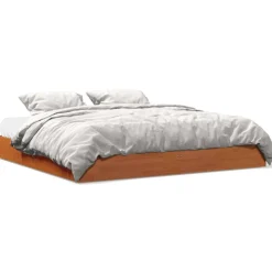 vidaXL sengeramme uden madras 200x200 cm massivt fyrretræ gyldenbrun