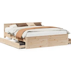 vidaXL sengeramme uden madras med sengegavl 200x200cm massivt fyrretræ