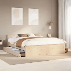 vidaXL sengeramme uden madras med sengegavl 200x200cm massivt fyrretræ