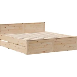 vidaXL sengeramme uden madras med sengegavl 200x200cm massivt fyrretræ