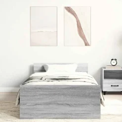vidaXL sengeramme 90x200 cm konstrueret træ grå sonoma-eg