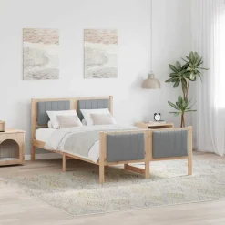 vidaXL Sengestel Brun og lys grå 120 x 200 cm Massivt fyrretræ