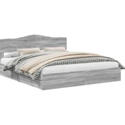 vidaXL Sengestel Grå Sonoma 200 x 200 cm Massiv fyrretræ