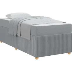 vidaXL Sengestel med madras Lysegrå 80 x 200 cm Stof