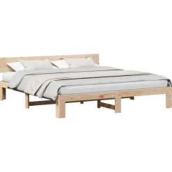 vidaXL Sengestel Naturfarvet 200 x 200 cm Massiv fyrretræ