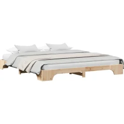 vidaXL Sengestel Naturfarvet 200 x 200 cm Massiv fyrretræ