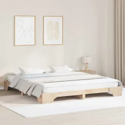 vidaXL Sengestel Naturfarvet 200 x 200 cm Massiv fyrretræ