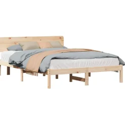 vidaXL Sengestel Naturfarvet 200 x 200 cm Massiv fyrretræ