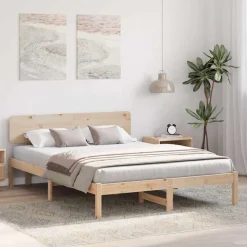 vidaXL Sengestel Naturfarvet 200 x 200 cm Massiv fyrretræ